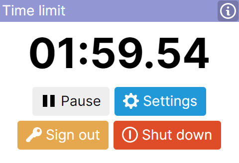 Screenshot of AutoLogout with a 2 hour time limit
